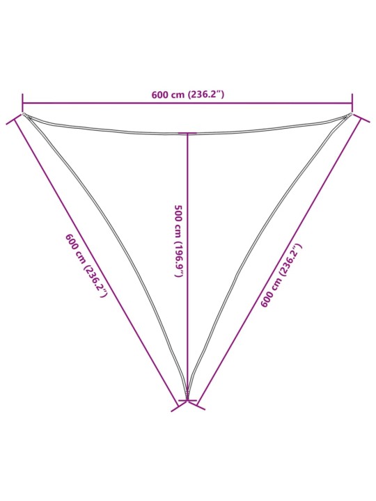 Aurinkopurje Oxford-kangas kolmio 6x6x6 m antrasiitti