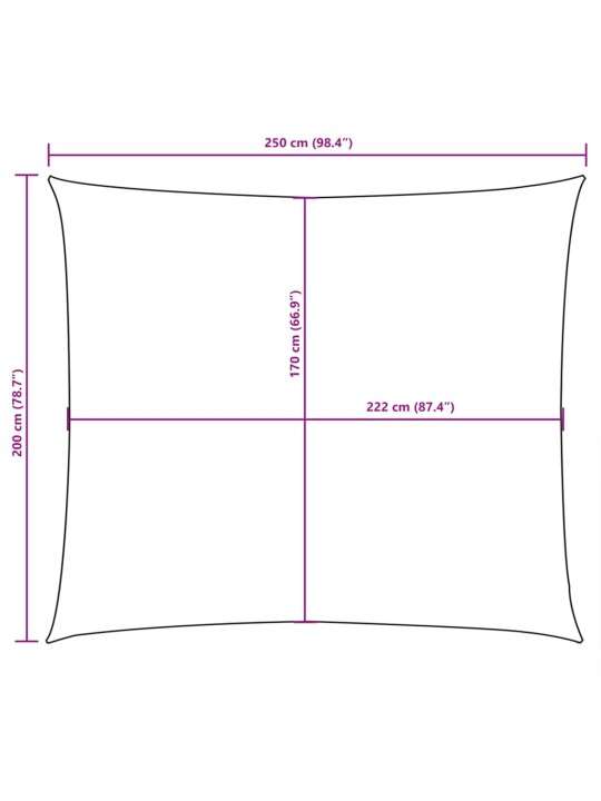 Aurinkopurje Oxford-kangas suorakaide 2x2,5 m kerma