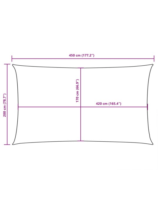 Aurinkopurje Oxford-kangas suorakaide 2x4,5 m kerma