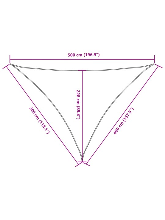 Aurinkopurje Oxford-kangas kolmio 3x4x5 m kerma