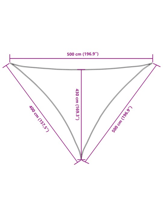 Aurinkopurje Oxford-kangas kolmio 4x5x5 m kerma