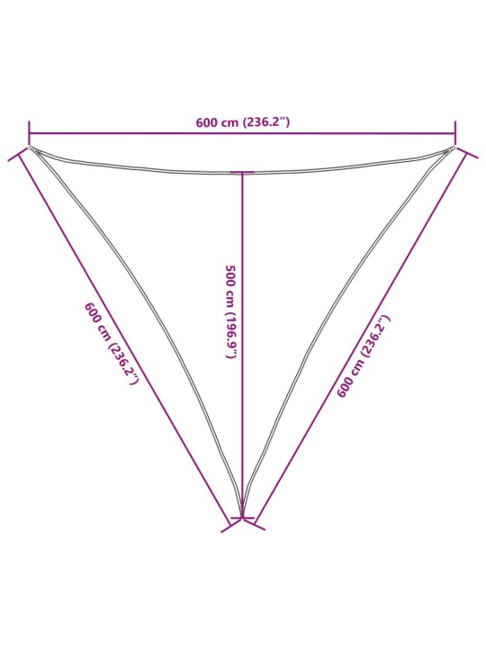 Aurinkopurje Oxford-kangas kolmio 6x6x6 m kerma