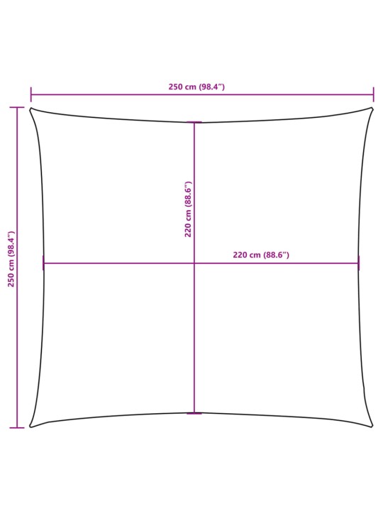 Aurinkopurje Oxford-kangas neliö 2,5x2,5 m valkoinen