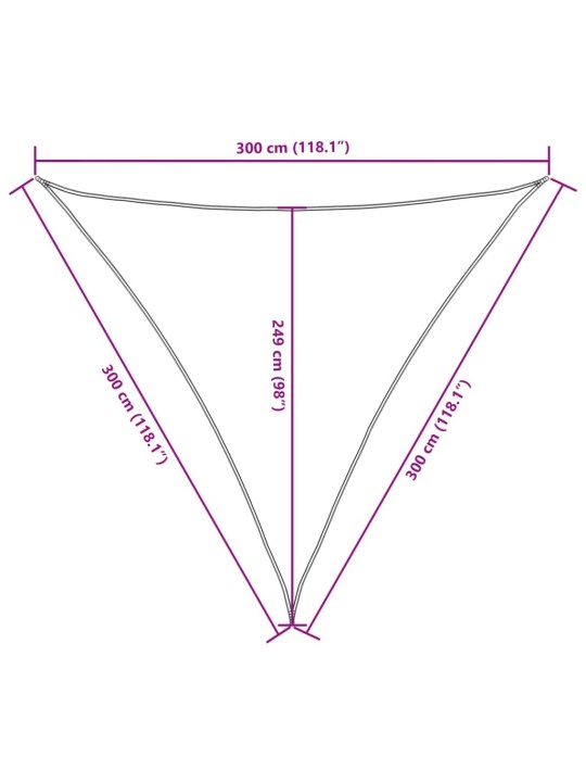 Aurinkopurje Oxford-kangas kolmio 3x3x3 m valkoinen