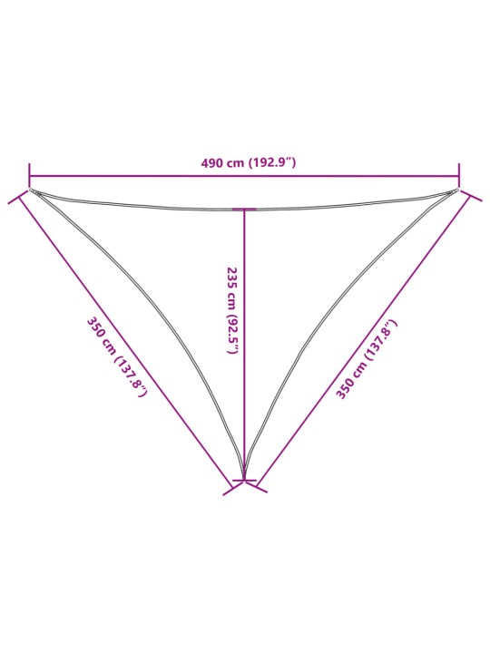 Aurinkopurje Oxford-kangas kolmio 3,5x3,5x4,9 m valkoinen