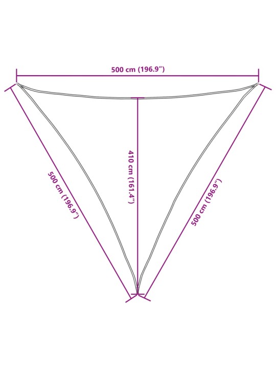 Aurinkopurje Oxford-kangas kolmio 5x5x5 m valkoinen