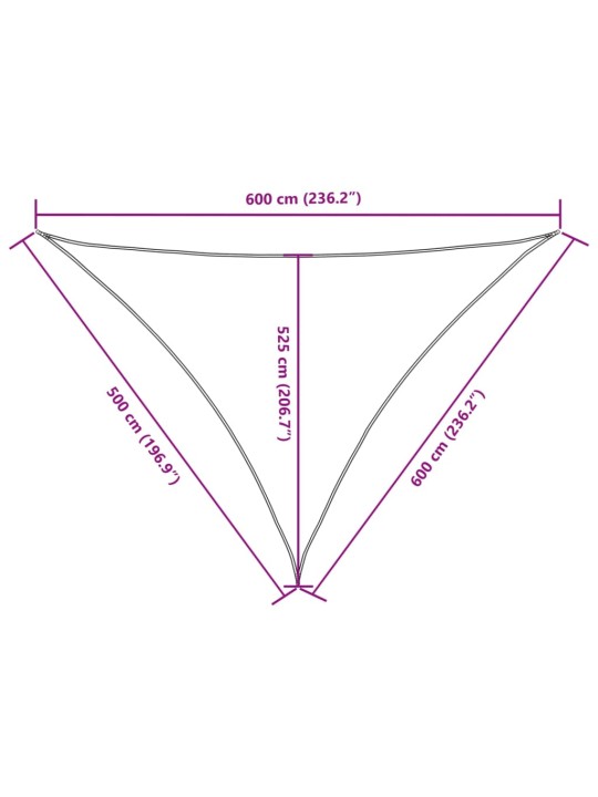 Aurinkopurje oxford-kangas kolmio 5x6x6 m terrakotta