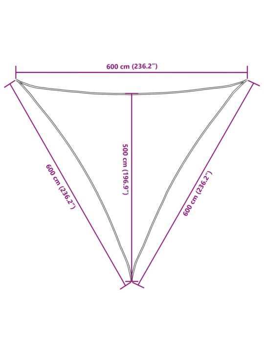 Aurinkopurje oxford-kangas kolmio 6x6x6 m terrakotta