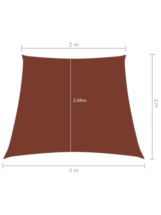 Aurinkopurje Oxford-kangas puolisuunnikas 2/4x3 m terrakotta