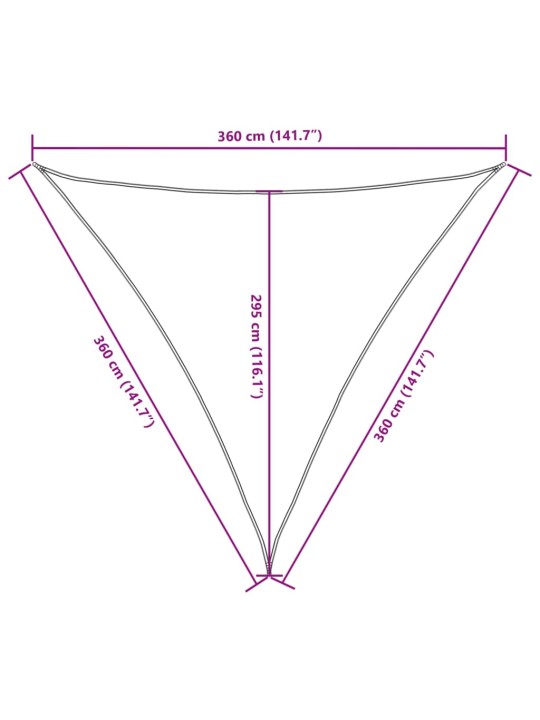 Aurinkopurje oxford-kangas kolmio 3,6x3,6x3,6 m harmaanruskea