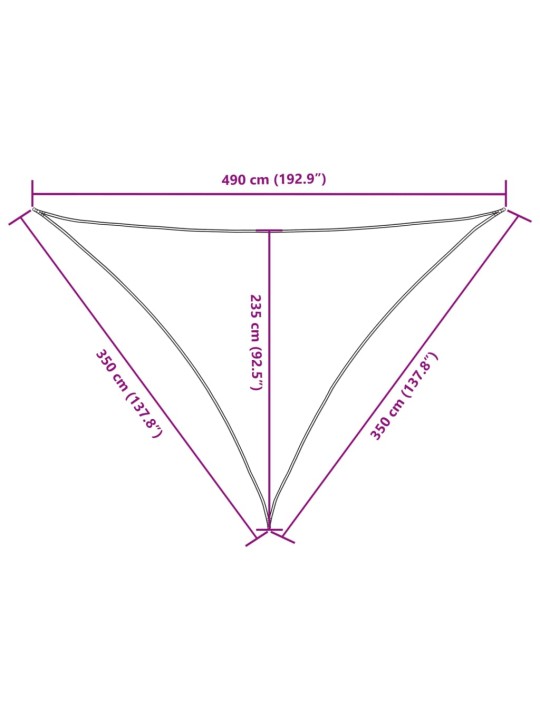 Aurinkopurje oxford-kangas kolmio 3,5x3,5x4,9 m punainen