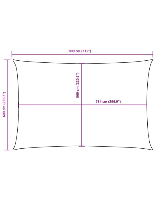 Aurinkopurje Oxford-kangas suorakaide 6x8 m ruskea
