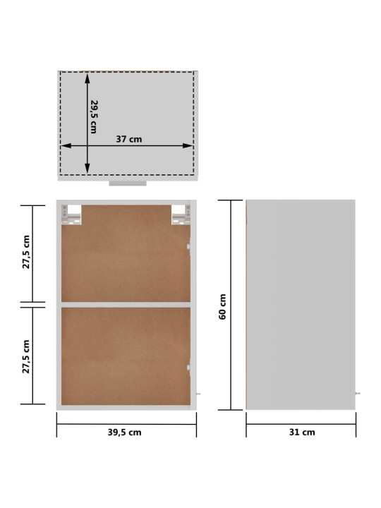 Seinäkaappi valkoinen 39,5x31x60 cm tekninen puu
