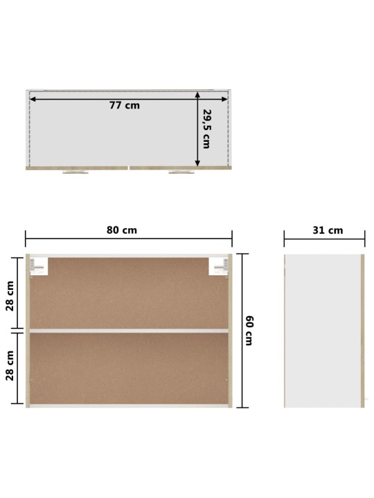 Seinäkaappi Sonoma tammi 80x31x60 cm lastulevy