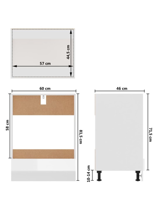 Uunikaappi korkeakiilto valkoinen 60x46x81,5 cm tekninen puu