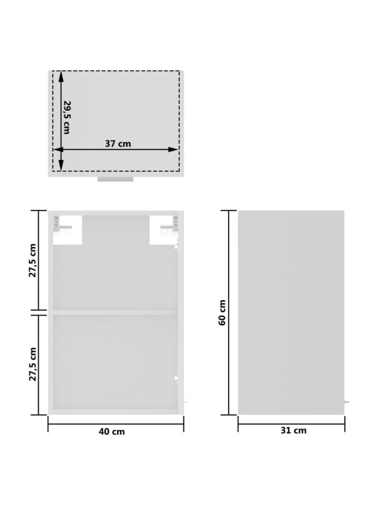 Seinäkaappi lasilla valkoinen 40x31x60 cm tekninen puu