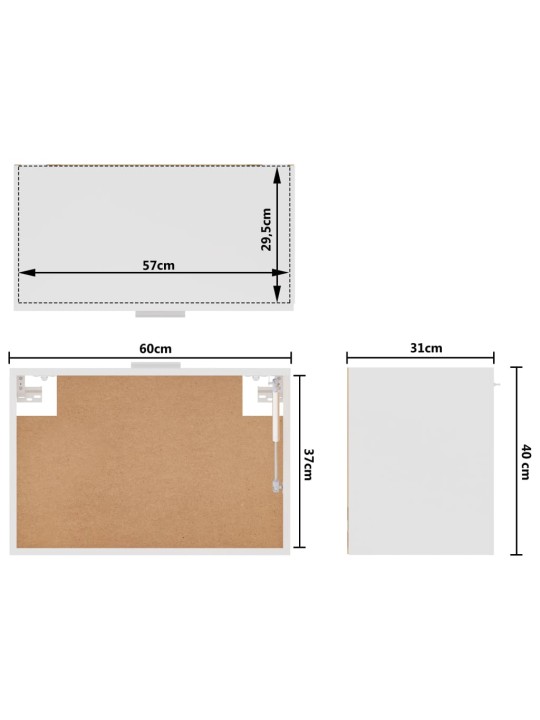 Seinäkaappi valkoinen 60x31x40 cm tekninen puu