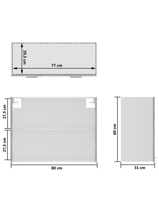 Seinäkaappi lasilla betoninharmaa 80x31x60 cm tekninen puu