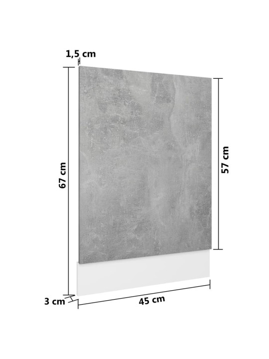 Astianpesukoneen paneeli betoninharmaa 45x3x67 cm tekninen puu