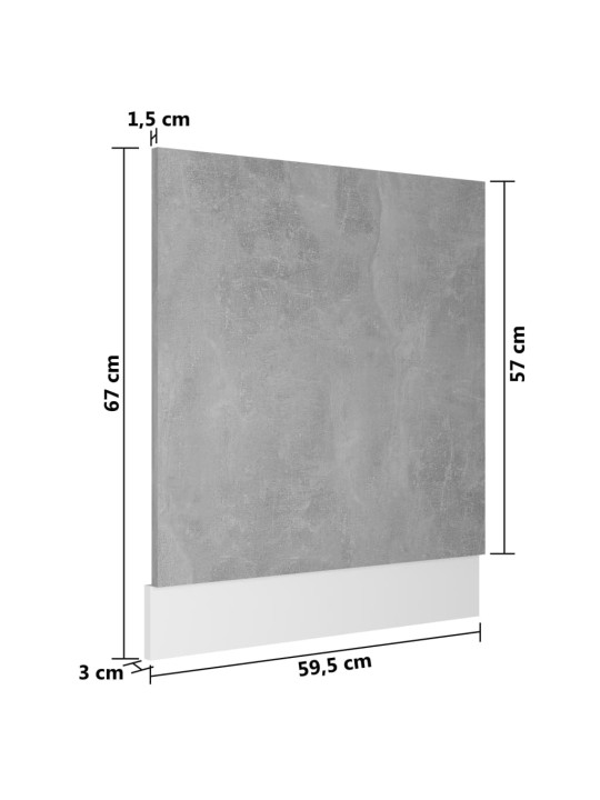 Astianpesukoneen paneeli betoninharmaa 59,5x3x67cm lastulevy