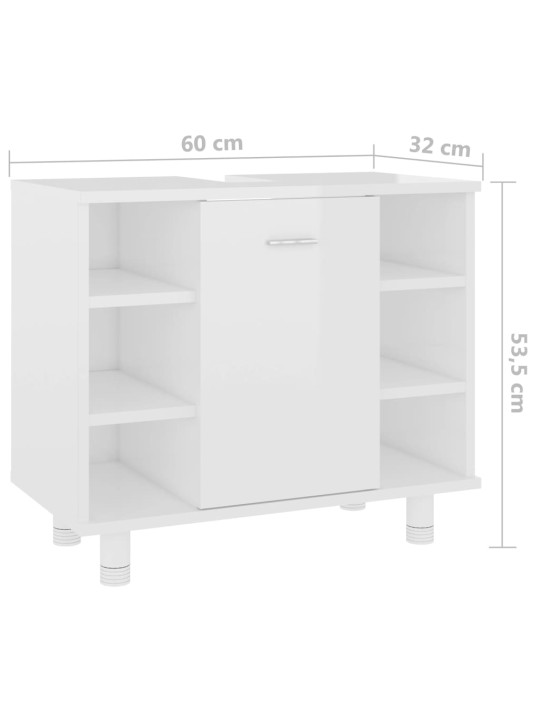 Kylpyhuonekaappi korkeakiilto valkoinen 60x32x53,5 cm lastulevy