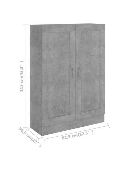 Kirjahylly betoninharmaa 82,5x30,5x115 cm lastulevy