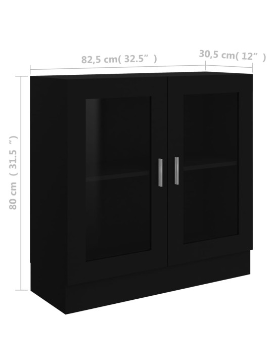 Vitriinikaappi musta 82,5x30,5x80 cm lastulevy