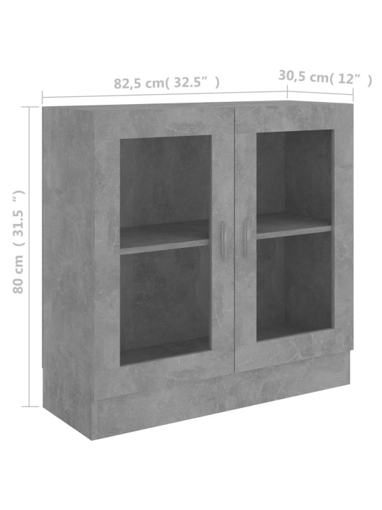 Vitriinikaappi betoninharmaa 82,5x30,5x80 cm lastulevy