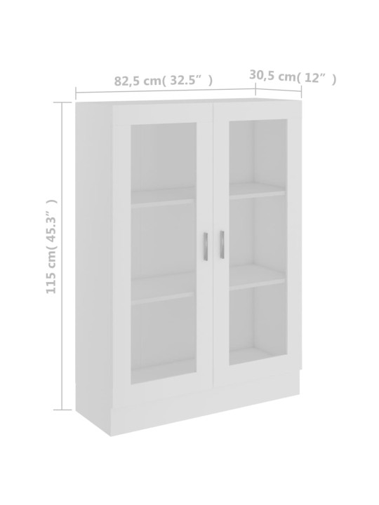 Vitriinikaappi valkoinen 82,5x30,5x115 cm lastulevy