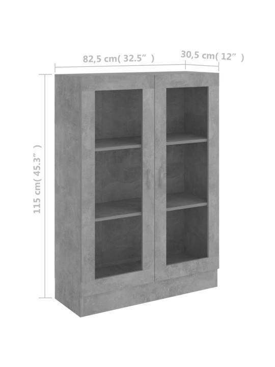 Vitriinikaappi betoninharmaa 82,5x30,5x115 cm lastulevy