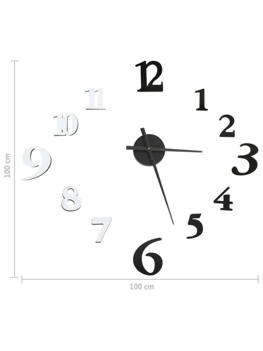 3D-seinäkello moderni muotoilu musta ja valkoinen 100 cm XXL