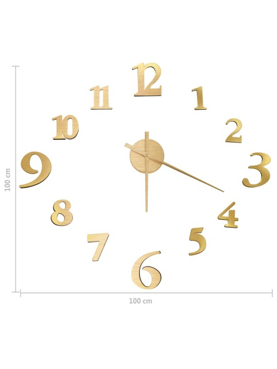 3D-seinäkello moderni muotoilu kulta 100 cm XXL