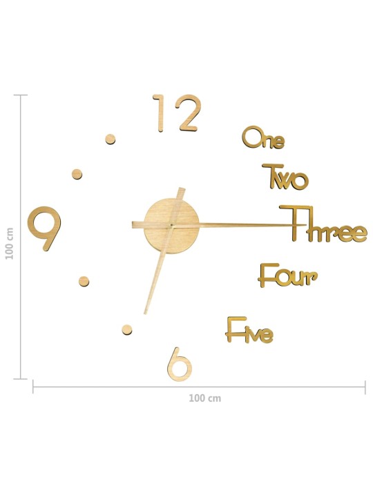 3D-seinäkello moderni muotoilu kulta 100 cm XXL