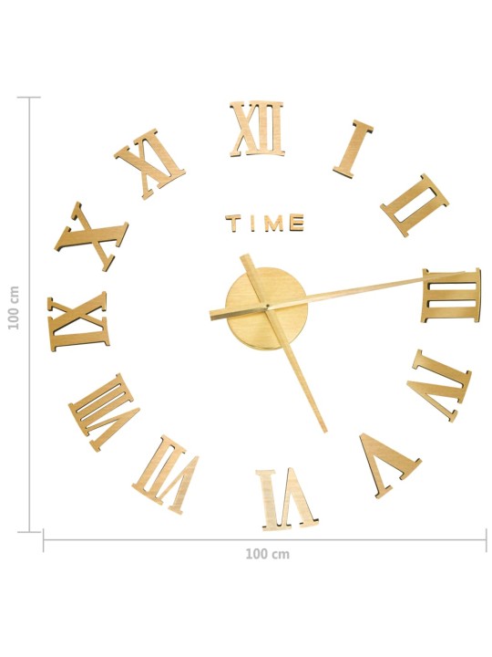3D-seinäkello moderni muotoilu 100 cm XXL kulta