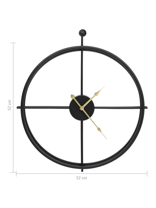 Seinäkello musta 52 cm rauta