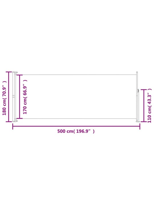 Sisäänvedettävä terassin sivumarkiisi 180x500 cm musta