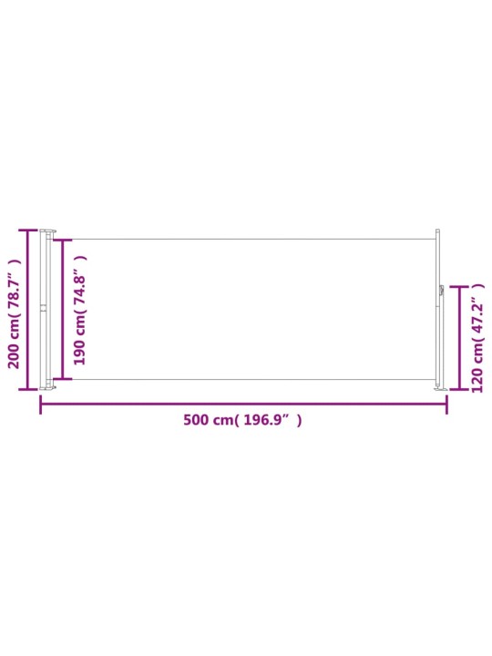 Sisäänvedettävä terassin sivumarkiisi 200x500 cm kerma