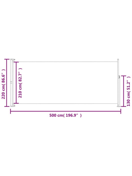 Sisäänvedettävä terassin sivumarkiisi 220x500 cm musta