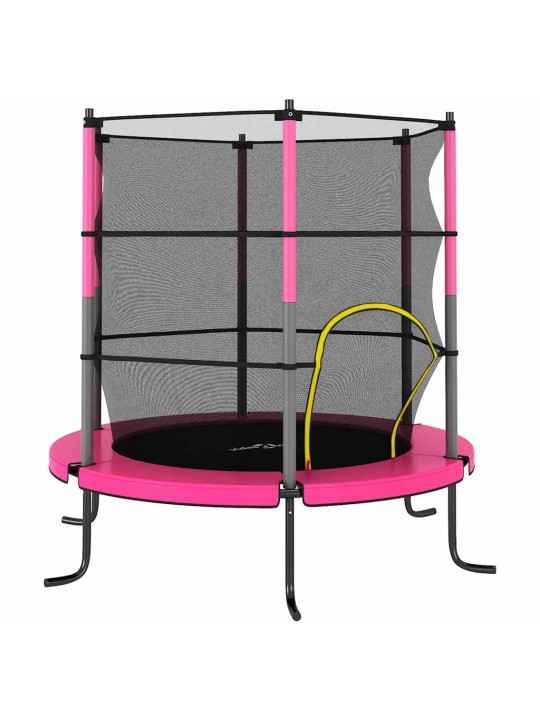 Trampoliini suojaverkolla pyöreä 140x160 cm pinkki