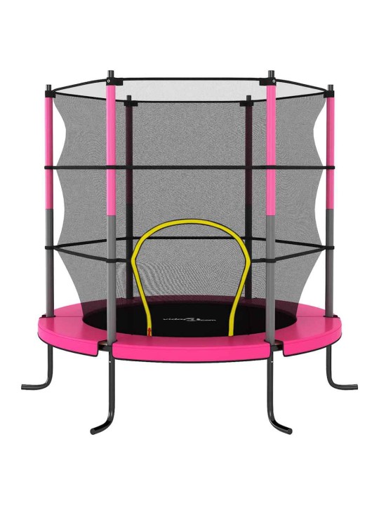 Trampoliini suojaverkolla pyöreä 140x160 cm pinkki