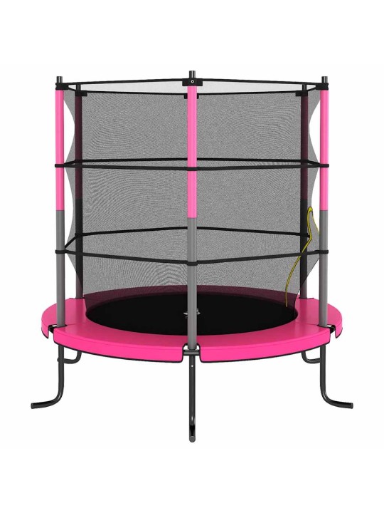 Trampoliini suojaverkolla pyöreä 140x160 cm pinkki