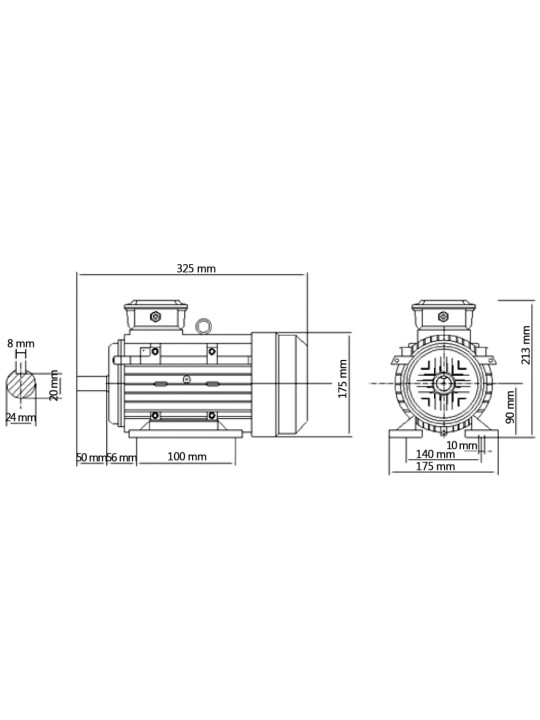 3-vaiheinen sähkömoottori alumiini 1,5kW/2HP 2-napainen 2840RPM