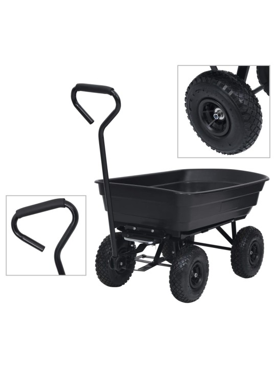 Puutarhan kippikärry 300 kg 75 l musta