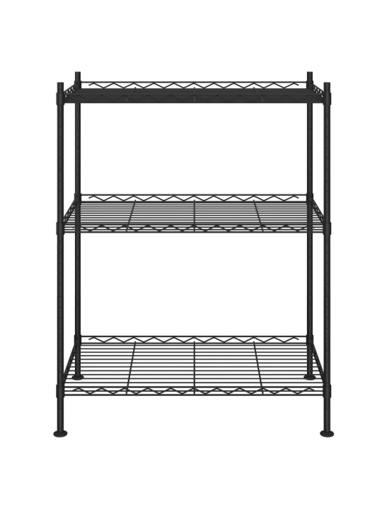 3-kerroksinen varastohylly 60x35x76 cm musta150 kg