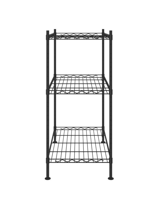 3-kerroksinen varastohylly 60x35x76 cm musta150 kg