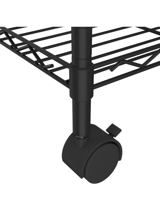 3-kerroksinen varastohylly pyörillä 60x35x81 cm musta 150 kg