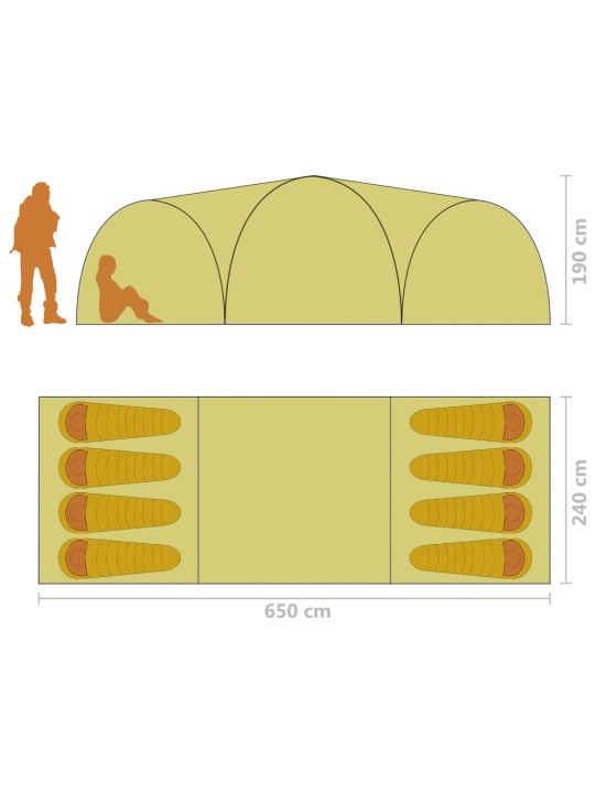 Retkeilyteltta iglu 650x240x190 cm 8 henkilöä maastokuvio