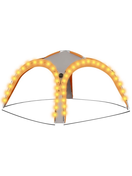 Juhlateltta LED ja 4 sivuseinää 3,6x3,6x2,3 m harmaa ja oranssi