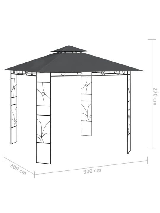 Huvimaja 3x3x2,7 m antrasiitti 160 g/m²