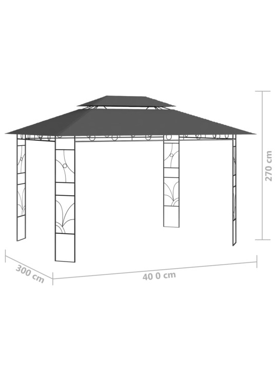 Huvimaja 4x3x2,7 m antrasiitti 160 g/m²